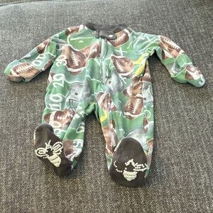 Burt's Bees Green Football Print Kids Footie